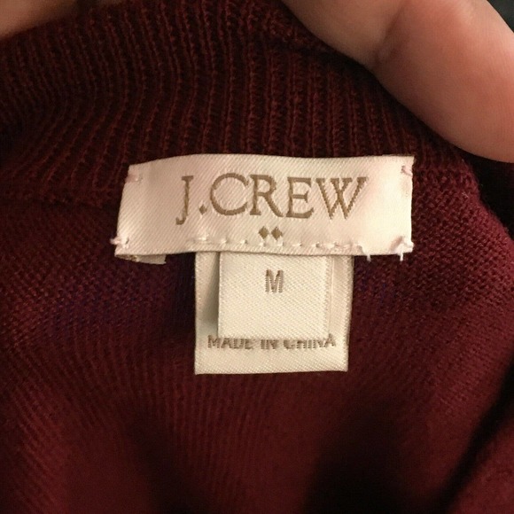J. Crew Sweater Womens Sz M Maroon Red Merino Wool Blend Pullover - Picture 5 of 8